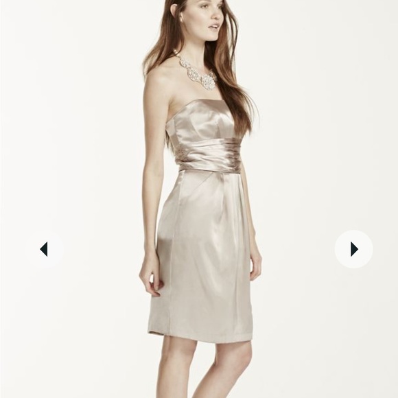 David’s Bridal Strapless Bridesmaid Dress Ruched with Pockets - Picture 6 of 9